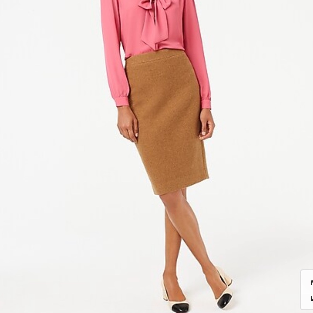 J Crew Wool-blend pencil skirt Camel